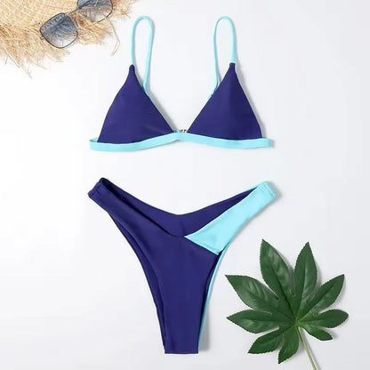 Women's European style nylon bikini swimsuit in a briefs design.