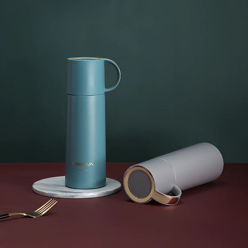 350ml stainless steel insulated water bottle with vacuum technology and leakproof seal in blue colour option