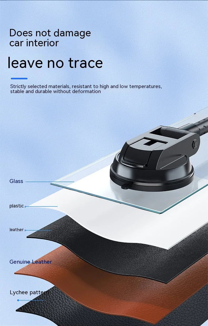 Black universal rotating car phone bracket with metal bending-resistant holder and multi-angle adjustment for vehicle use