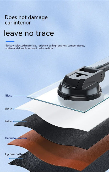 Black universal rotating car phone bracket with metal bending-resistant holder and multi-angle adjustment for vehicle use