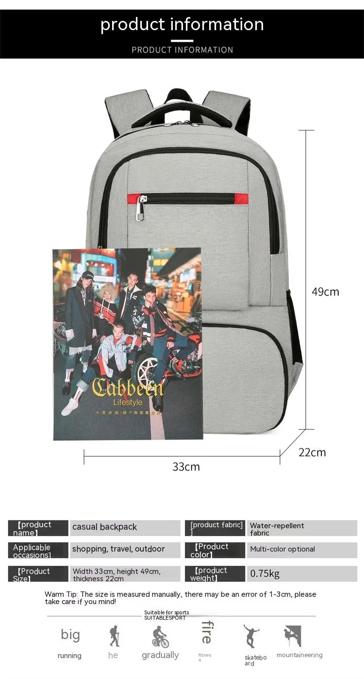 Oxford cloth insulated backpack in light grey with curved shoulder straps and dry-wet separation compartments