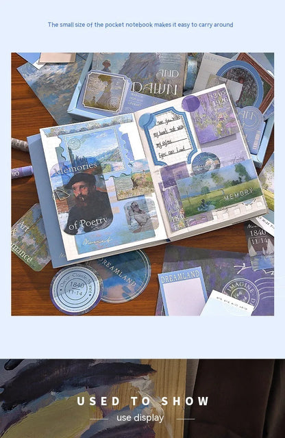 Hand Account Suit creative journal book gift box with retro plaid A6 notebook, material paper sheets, sticky notes, and stationery accessories