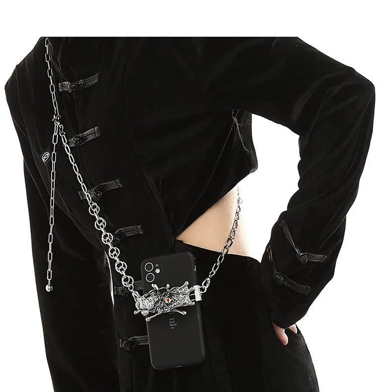 Silver spider moonstone alloy mobile phone charm with butterfly insect pattern and electroplated finish, K317563
