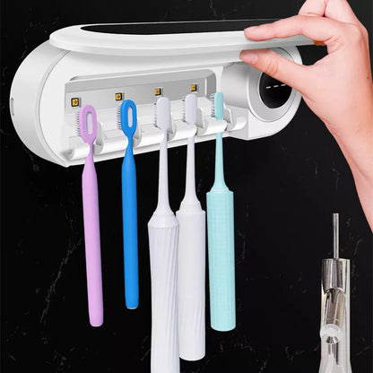 Smart Toothbrush UV Sterilizer with toothpaste dispenser in Ivory White
