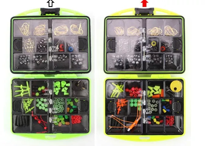 Upgraded rock fishing accessory box containing 184 pieces for organized fishing