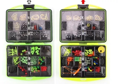 Upgraded rock fishing accessory box containing 184 pieces for organized fishing