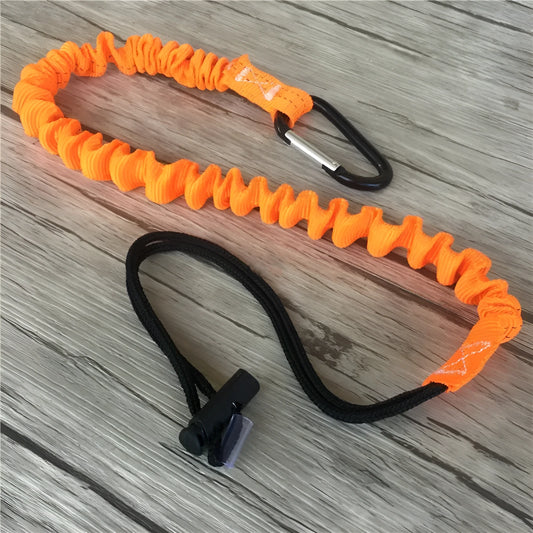Orange 90cm long fishing rod fall protection safety rope with a 10kg load rating.