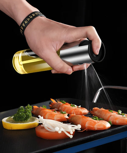 Clear glass kitchen oil dispenser, 100ml capacity, with stainless steel automatic nozzle and funnel, straight modern design