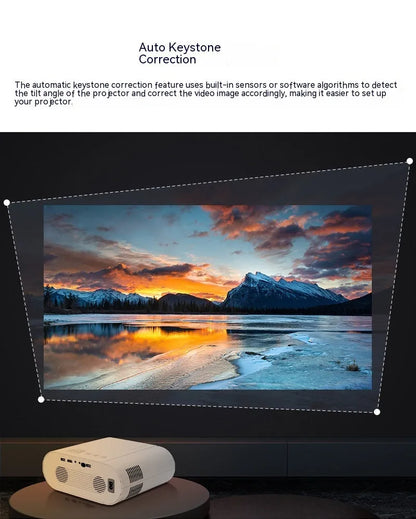 White T07 Full HD smart projector with remote control showing 1080p resolution and Android system