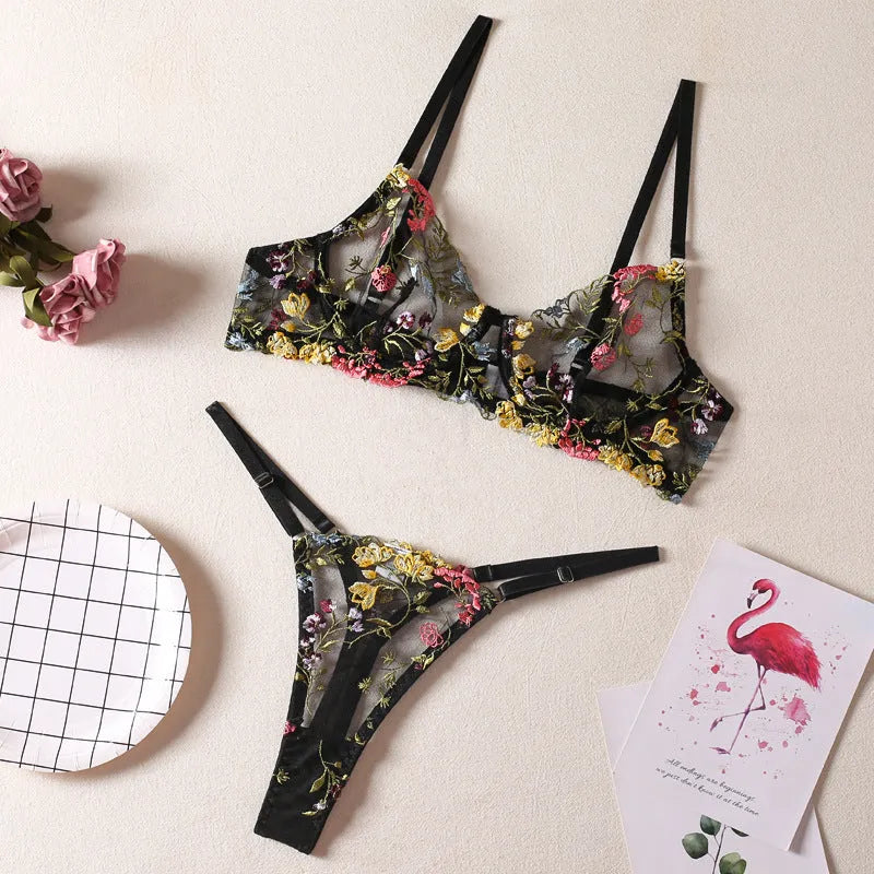 Women's floral underwear bikini set in pure desire style with multiple colour options