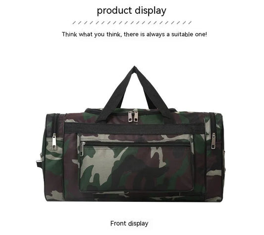Camouflage pattern luggage bag with 20L capacity and waterproof fabric construction