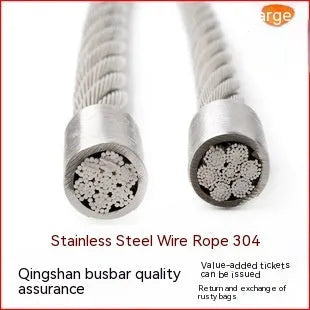 304 stainless steel anti-theft wire rope with double-twist structure and core diameters from 0.8mm to 12mm for security applications