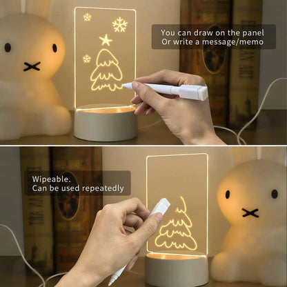 LED light note board with 15cm heart-shaped luminous writing surface and USB power