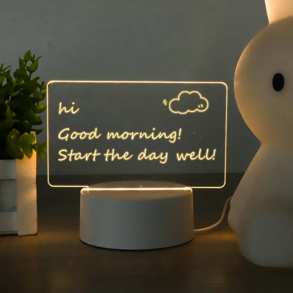 LED light note board with 15cm heart-shaped luminous writing surface and USB power