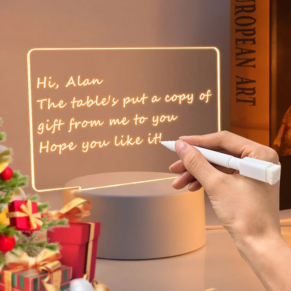 LED light note board with 15cm heart-shaped luminous writing surface and USB power