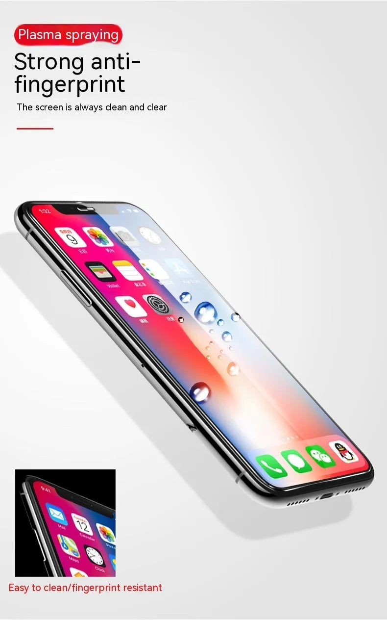 Tempered glass screen protector for Samsung smartphones showing HD clarity and fullscreen coverage