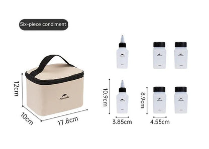 Naturehike six-piece plastic seasoning bottle set for outdoor cooking and picnic supplies