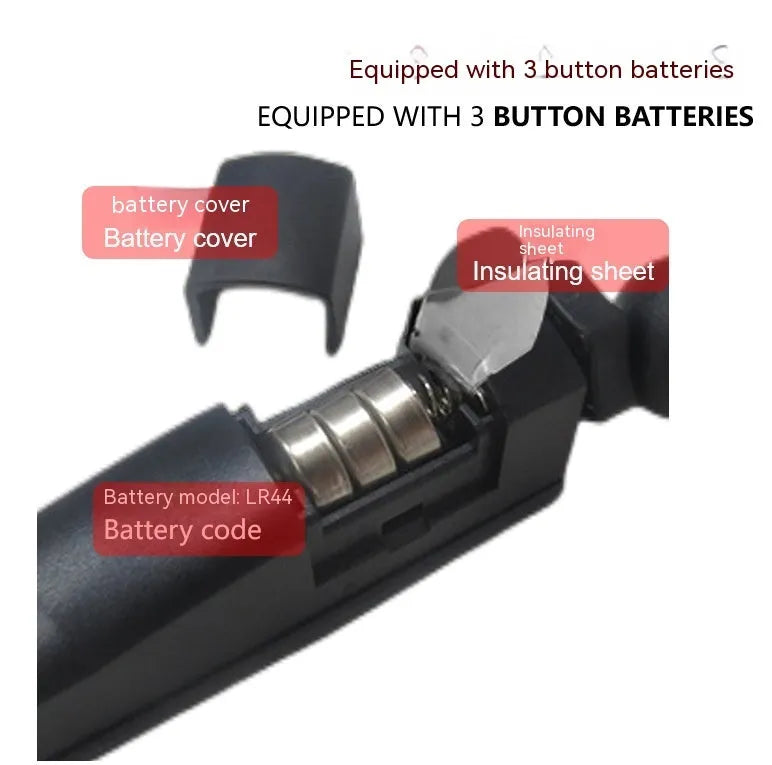 A golf putter laser aiming instrument showing different style options including a laser sight unit.
