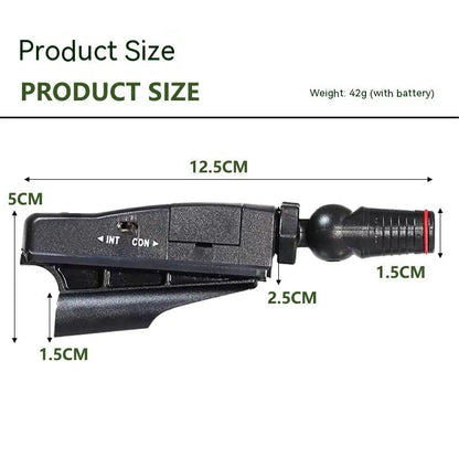 A golf putter laser aiming instrument showing different style options including a laser sight unit.