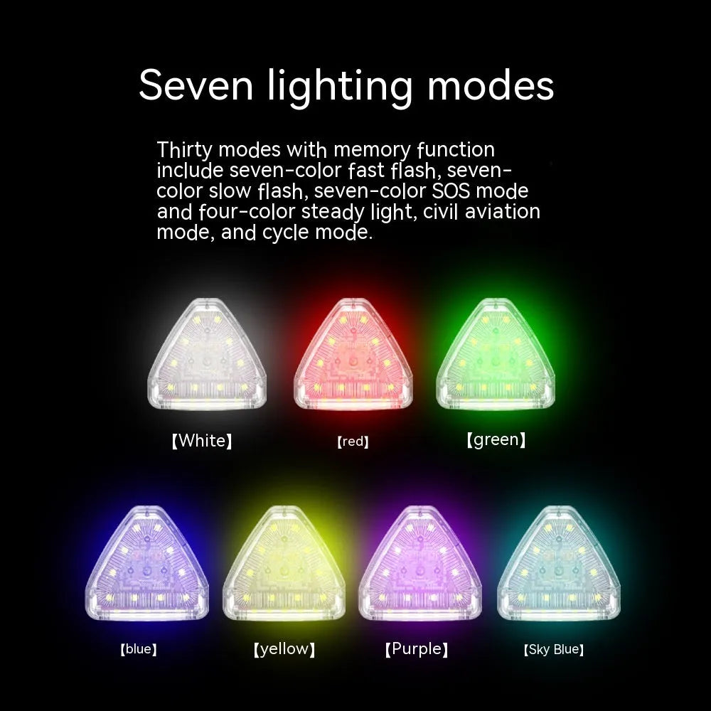 5W remote control strobe light set with four flashing lamps, ABS housing, and charging cable for vehicle modification.