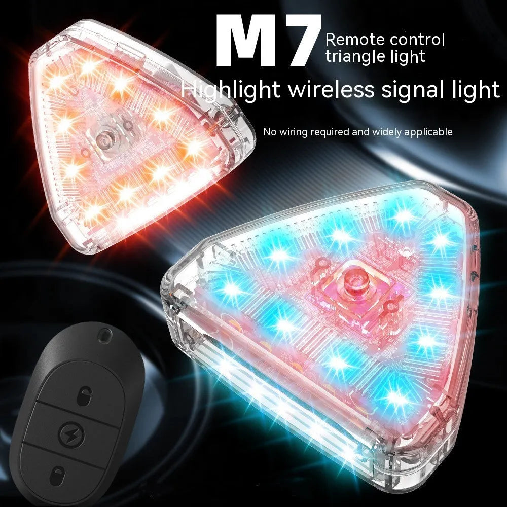 5W remote control strobe light set with four flashing lamps, ABS housing, and charging cable for vehicle modification.