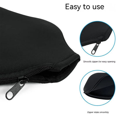 Black neoprene protective sleeve for a table tennis racket