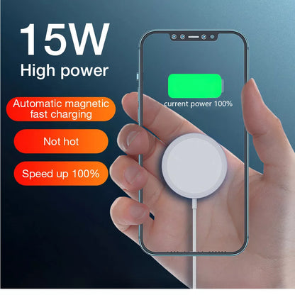 Magnet Safe Fast 15W Wireless Charger for iPhone 12 Pro Max in Silver