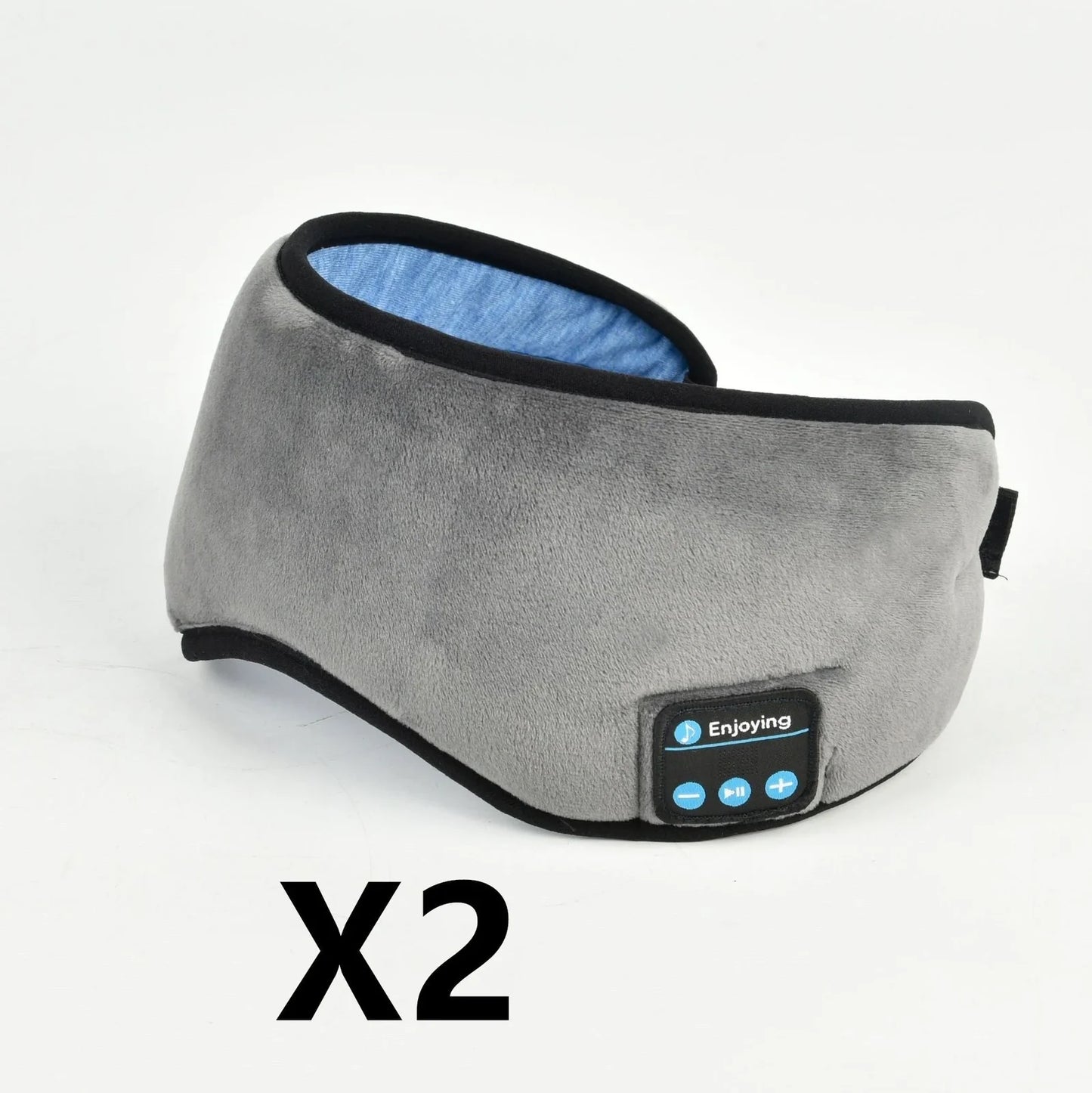 Black contoured eye mask with adjustable straps showing measurements of 20cm width and 10cm height