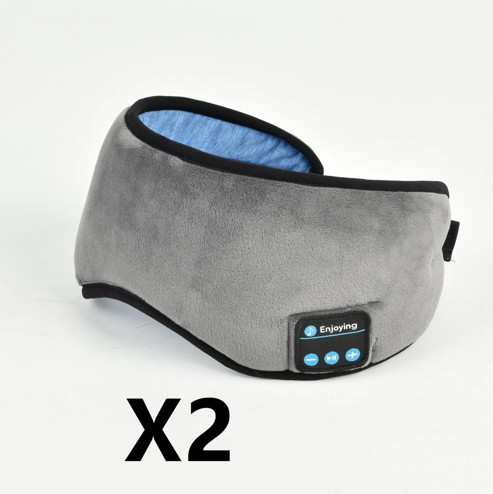 Black contoured eye mask with adjustable straps showing measurements of 20cm width and 10cm height