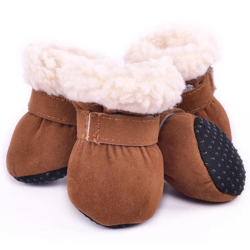 Waterproof winter dog boots with anti-slip soles for small breeds