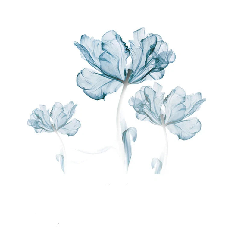 Nordic Blue Flower PVC Wall Decals for elegant home decoration