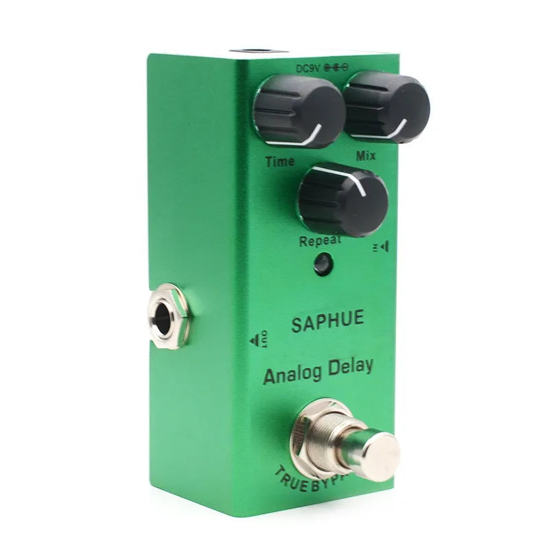SAPHUE mini electric guitar effects pedal with aluminium alloy casing, true bypass, 1/4 inch jacks and 9V DC power