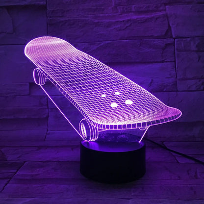 Sports Series Night Light in Skate style, 200x150x87mm with cracked colourful acrylic and remote control, 0.5W USB powered