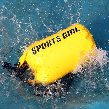 Yellow floating waterproof dry bag with dry and wet separation design, 15L capacity