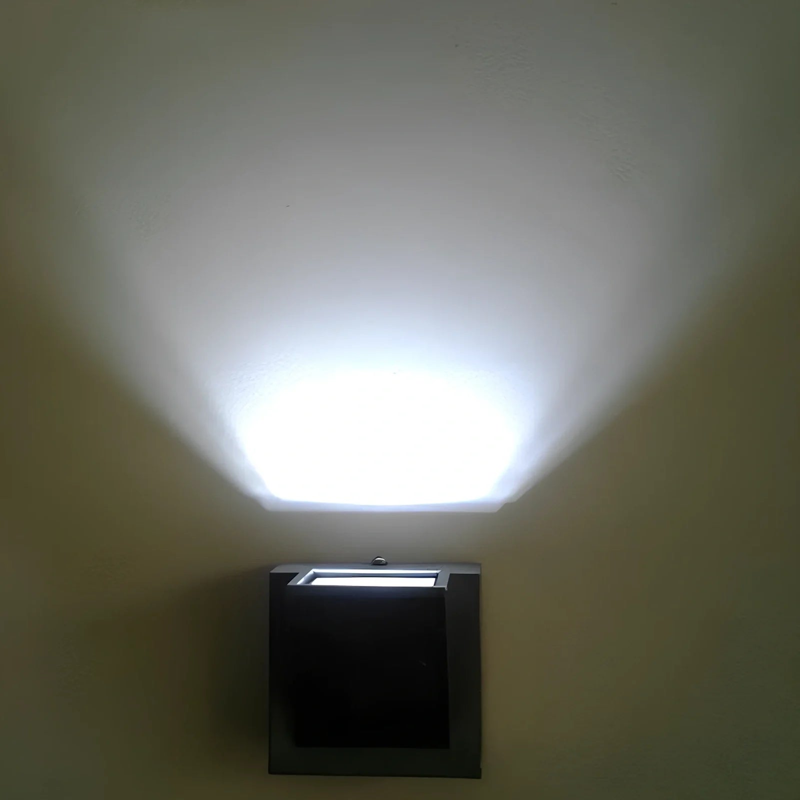 Black waterproof LED wall lamp, 80mm square glass shade, 5W warm light for courtyard walls, 220V outdoor use
