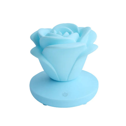Mini rose night light with ABS base and PVC soft petals, 10 x 10 x 9.6 cm, USB rechargeable, touch dimmable, in pink