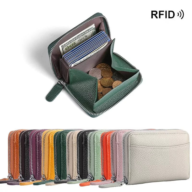 2024 RFID Genuine Leather Wallet with coin pocket and card slots
