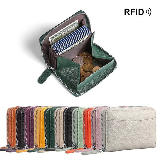 2024 RFID Genuine Leather Wallet with coin pocket and card slots