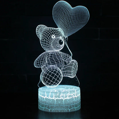 3D bear-shaped LED night light with colourful illumination for corridors and bedrooms