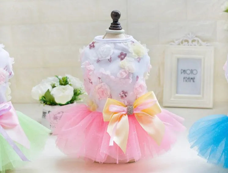 Dog Skirt Princess Tutu Teddy Dress Cotton and Lace Mesh Thin Summer Dog Clothes Light Green Pink Sky Blue XS to XL