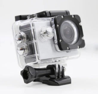 Rugged 4K waterproof action camera with wide-angle lens, perfect for outdoor adventures and water sports