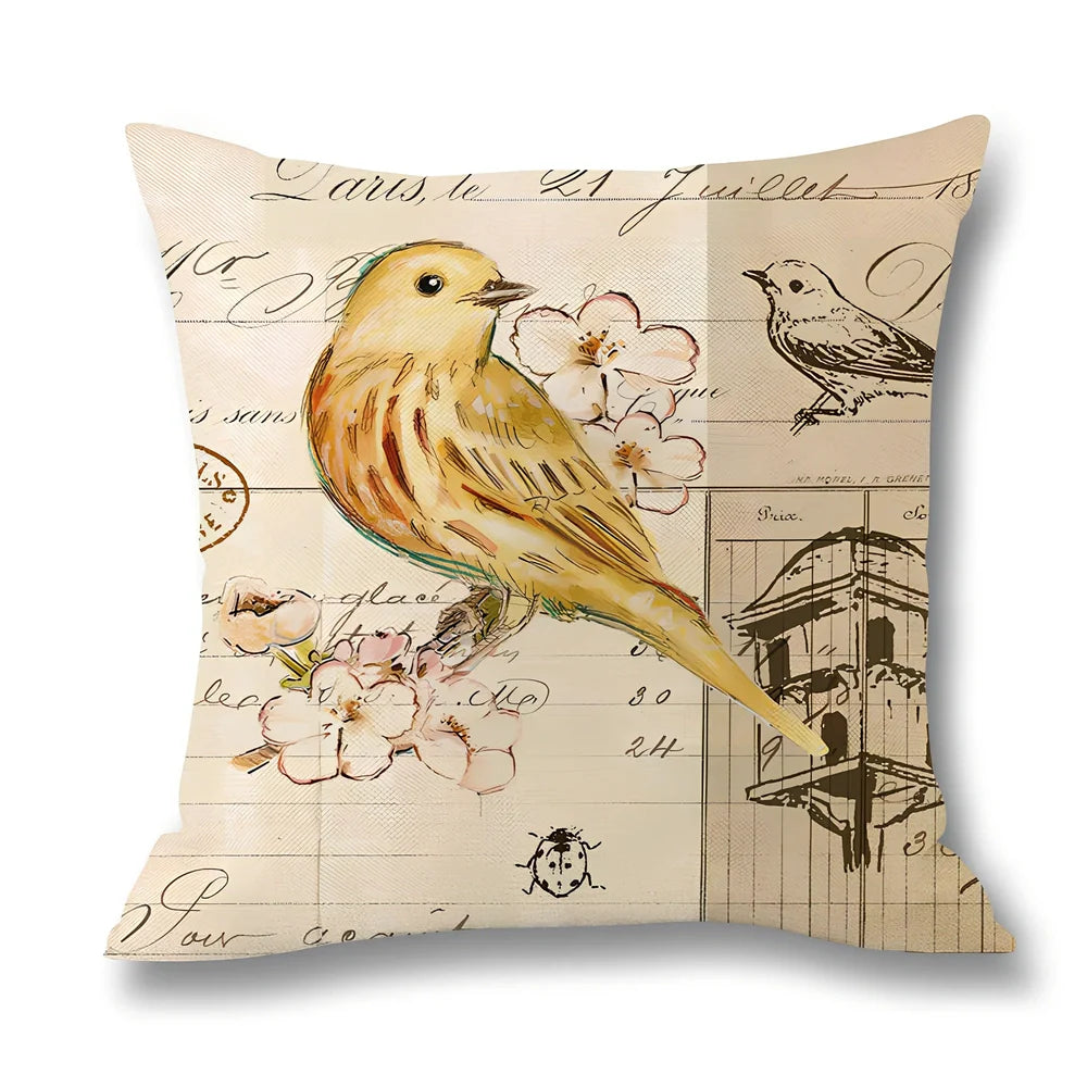 45x45cm printed linen throw pillow cover with temperature regulating properties