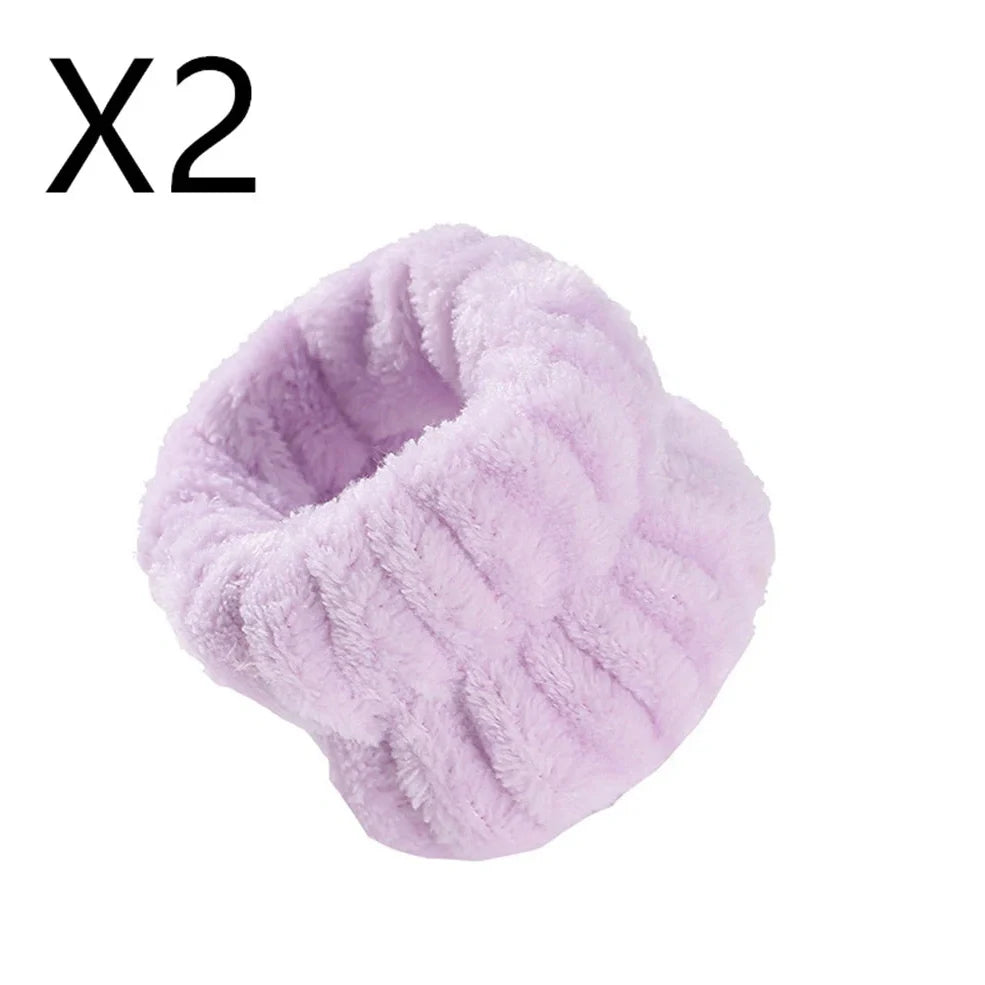 Coral velvet wrist washband with elastic band for facial cleansing, grey colour option shown