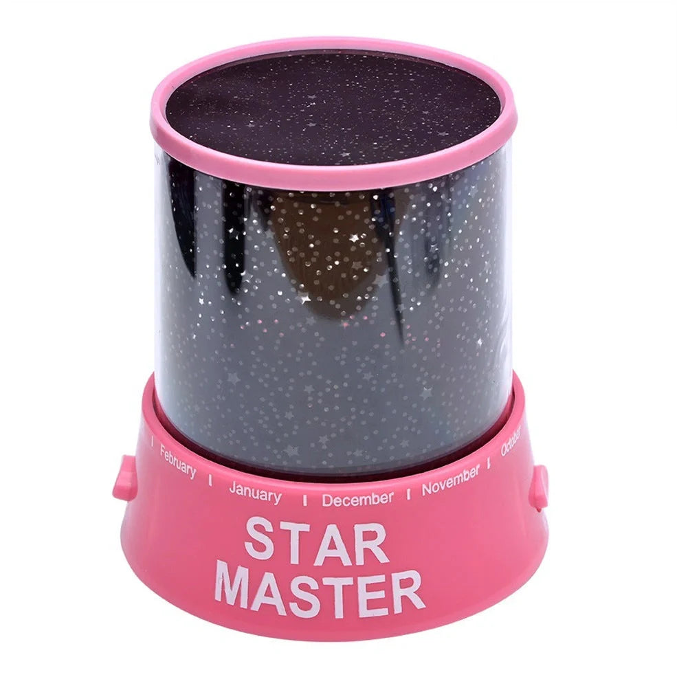 Round pink and purple starry sky LED night light with battery operation