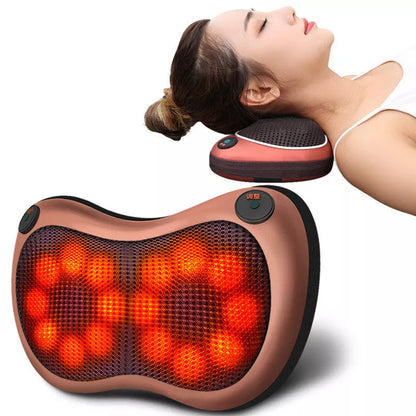 Massager Pillow with multiple head options for targeted muscle relief, compact and portable design