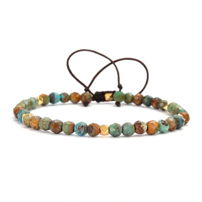 Adjustable African Turquoise Braided Bracelet for unisex, made with genuine natural stone.