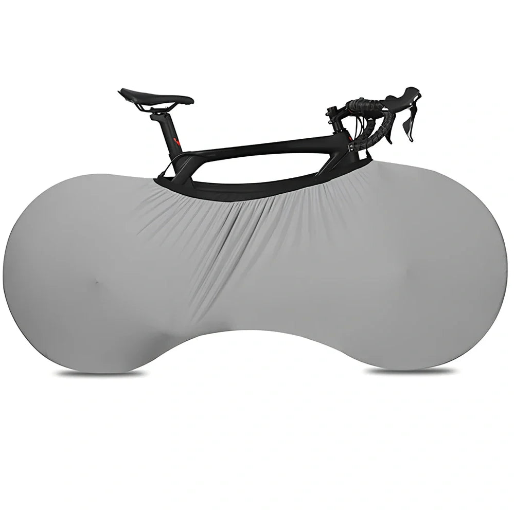 Bicycle wheel dust cover with elastic opening showing 149cm length and 48-58cm height adjustment