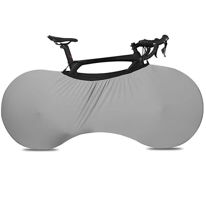 Bicycle wheel dust cover with elastic opening showing 149cm length and 48-58cm height adjustment