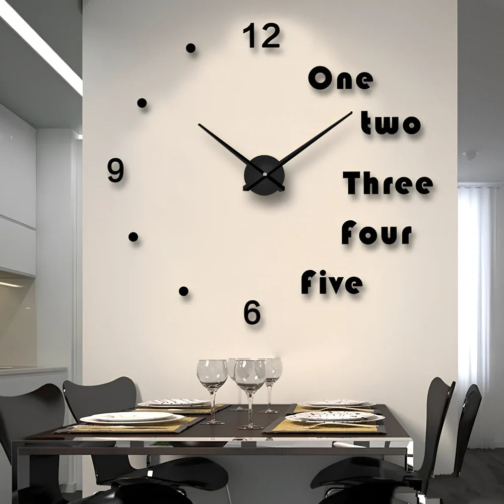 25-inch black solar wall clock with laser-engraved numbers and European round design