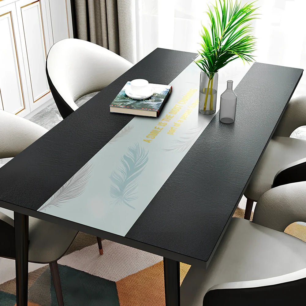 Rectangular black PVC tea table mat and cloth set, 70x140cm size, waterproof Northern Europe style protection